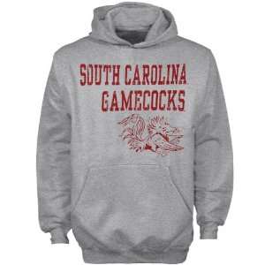  South Carolina Gamecocks Youth Ash Stacked Hoody Sweatshirt 