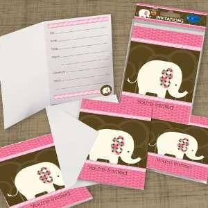   Baby Elephant   Set of 8 Fill In Baby Shower Invitations Toys & Games