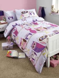 Hoot Single Reversible Quilt Cover, Girls, Owls Bedding Set New  