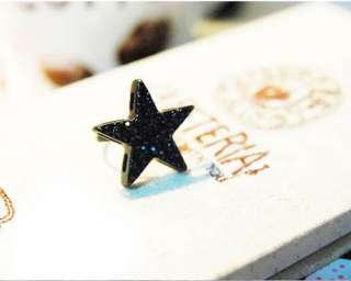 Korean Jewelry whole price fashion sweet Black star shining ring rings 