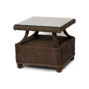   Square Glass Patio End Table 15918008 Bark 15918 Patio, Lawn & Garden