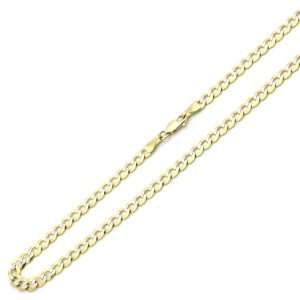  14K Two Tone Gold 5mm White Pave Curb Chain Necklace 26 W 