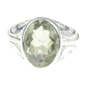  925 Sterling Silver GREEN AMETHYST Ring, Size 7.5, 6.96g Jewelry