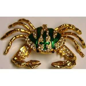  Golden Green Crab Bejeweled Collectible Trinket Jewelry 
