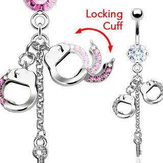   KEY CZ BELLY NAVEL RING DANGLE BUTTON PIERCING JEWELRY B390  
