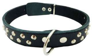 Brown 16 21 Genuine Leather Studs Dog Collar 1 1/4 L  