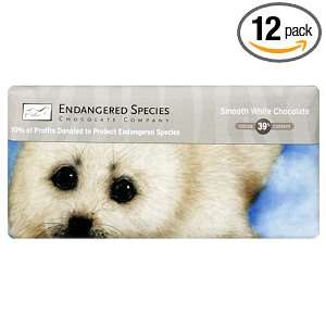 Endangered Species Harp Seal Bar, White Chocolate, 3 Ounce Bars (Pack 