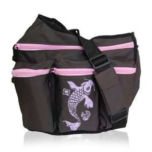 Diaper Diva Messenger Diaper Bag in Brown & Pink Koi Baby