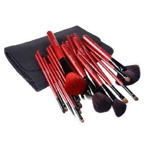 Professional Cosmetic Red Marten Hair Brush Set 26pcs With Case