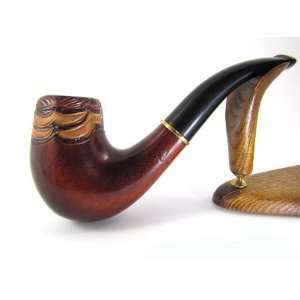   Hand Carved Tobacco Smoking Pipe Golfstream + Pouch 