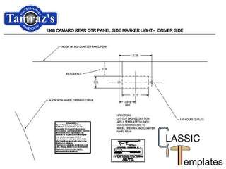 68 Camaro Quarter Side Marker Light Trim Bezel Template  