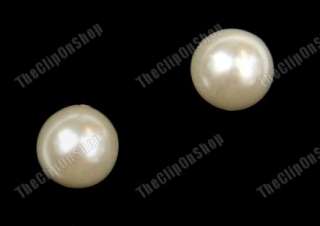   8mm ROUND FAUX PEARL clip on MAGNETIC stud EARRINGS no pierced studs