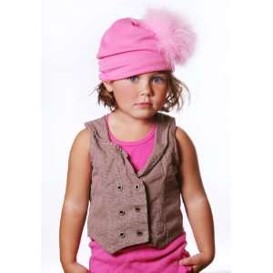  Candy Pink Cotton Hat with Pale Pink Marabou Baby