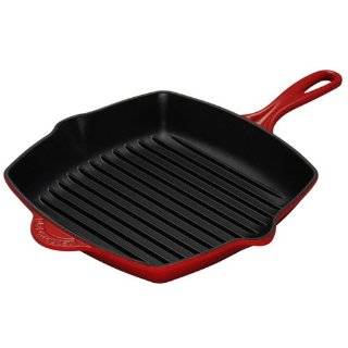 Le Creuset Enameled Cast Iron 10 1/4 Inch Square Skillet Grill, Cherry