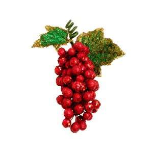  Christmas Red Glittered & Sequined Wine Grape Cluster 