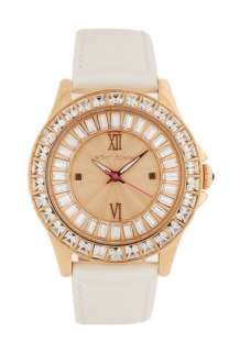 Betsey Johnson Bling Bling Time Leather Strap Watch  