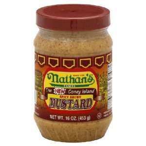  Nathans, Mustard Spicy Brown, 16 OZ (Pack of 12) Health 