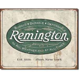 Remington Guns Rifles Hunting In All Weather Logo Distressed Retro 