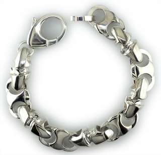 Mens Large Combo link bracelet in sterling silver  