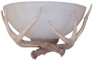 faux antlers surrounding a white glass bowl shade ul certified