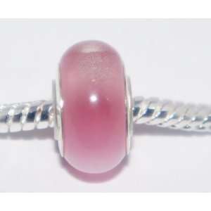 com Beautiful Pandora Style Pink Cats Eye European Pure Murano Glass 