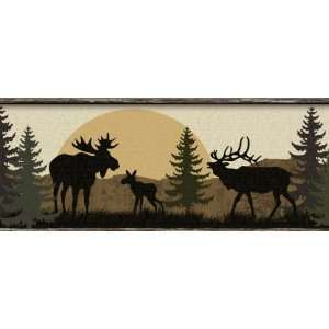  Moose Bear and Elk Silhouettes Wallpaper Border