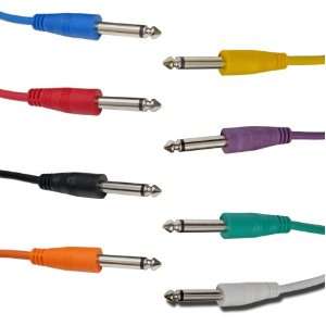  Instrument Cables 3ft Long 8 Color Pack (Red, Blue, Green 