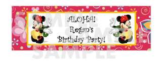 MINNIE MOUSE LUAU HULA PARTY waterbottle label wrapper  