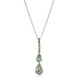 Judith Jack Sterling Silver with Marcasite and Green Amy Dbl Drop 