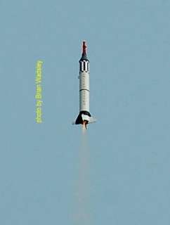   Zooch Rockets Mercury Redstone flying model rocket kit. It is a model