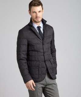 Zegna charcoal quilted down filled blazer style coat   up to 