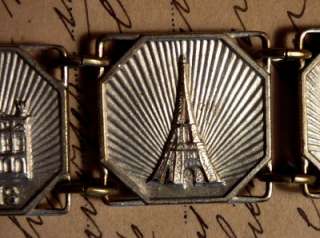   Era Antique Souvenir Bracelet ~ Paris Monuments ~ Silver Plate  
