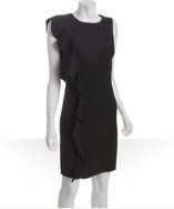 Calvin Klein black knit ruffle side sleeveless dress style# 319557201