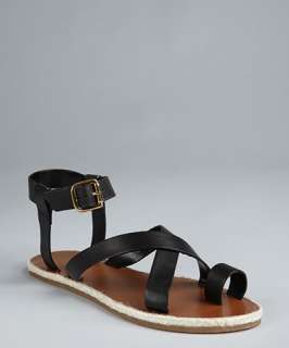 Madison Harding black leather Judd strappy flat sandals