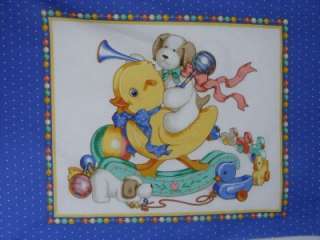 Rocking Ducky Puppy Quilt Panel Nursery Baby Fabric  