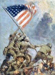 WWII Flag raising Mount Suribachi Iwo Jima Feb 23 1945  