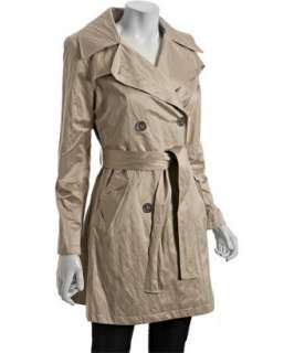 Elie Tahari gold cotton poly sateen Candice belted trenchcoat 