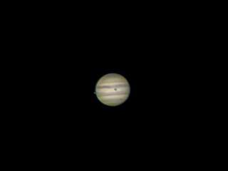 Jupiter showing the shadow of Ganymede, July 22, approx 400X.
