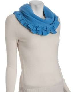 Portolano light blue wool cashmere ruffled eternity scarf