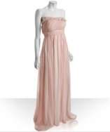 style #311490902 bubblegum crinkled silk chiffon long strapless gown