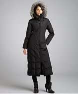 London Fog black down filled faux fur hooded long coat style 
