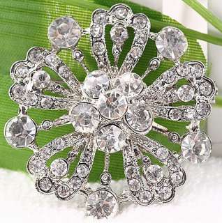 5pc 18KGP Paved Flower Pin Rhinestones Jewelry J0150  