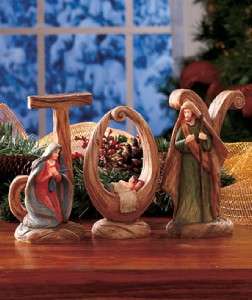 PC PIECE JOY WORDS NATIVITY FIGURINE INDOOR CHRISTMAS DECORATION 