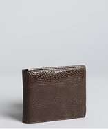 Joseph Abboud brown leather bi fold passcase ID wallet style 