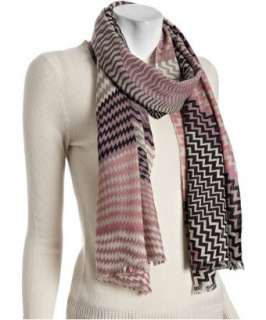 La Fiorentina pink geometric wool cashmere Zig Zag scarf   