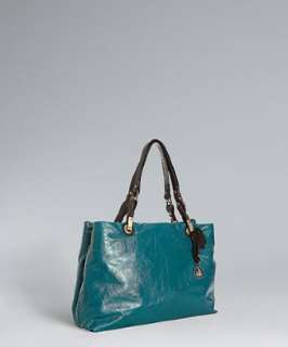 Lanvin teal glazed leather shoulder bag  