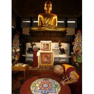  Buddhist Monk Drawing a Mandala, Paris, Ile De France 