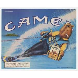  1990 Joe Camel Water Skiing Cigarette Print Ad