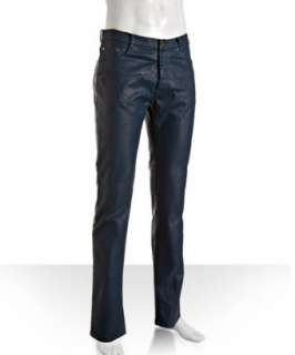 Martin Margiela blue paint coated tapered jeans   