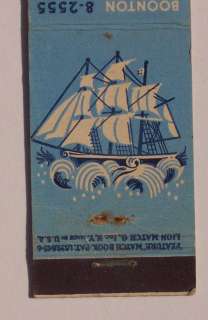 1950s Matchbook Plymouth Boonton Mountain Lakes NJ MB  